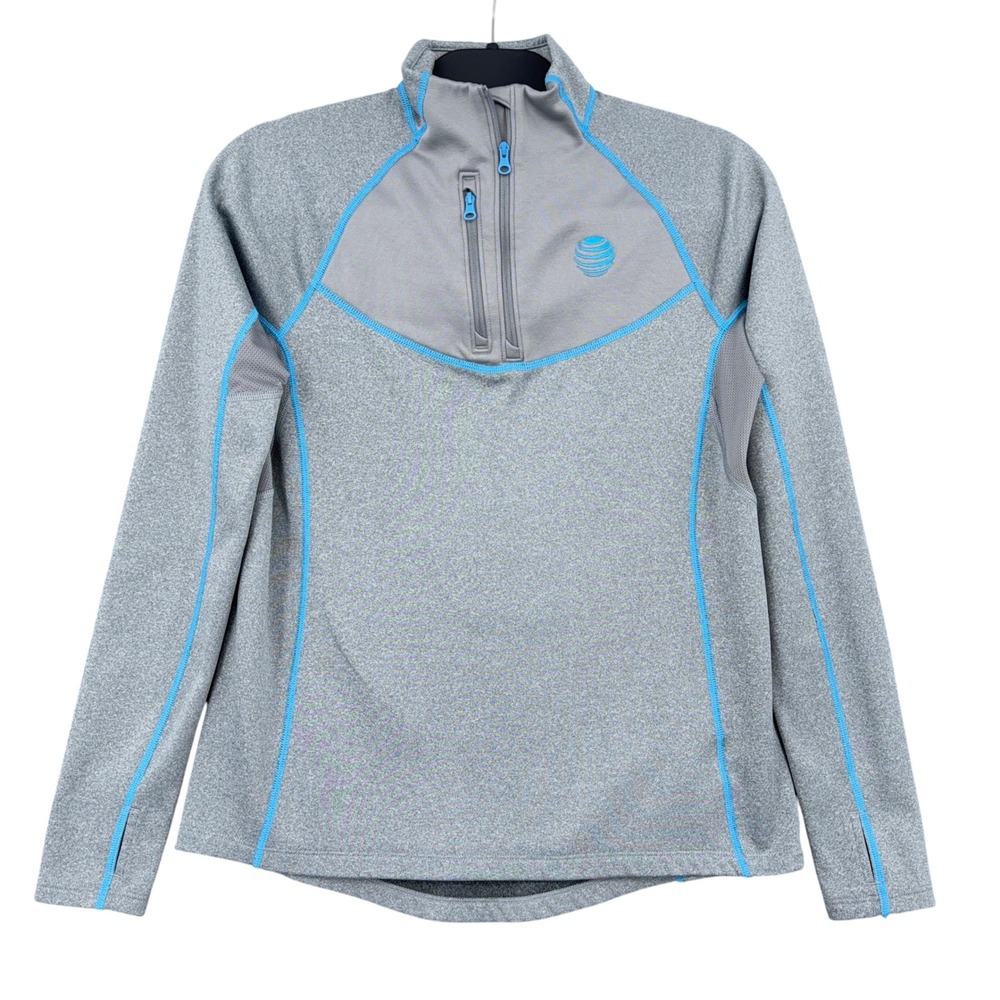 Lands End The Outfitters Pullover Women XS Polyester Gray AT&T Logo 1/4 Zip